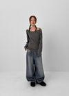 Long Show Wide Semi-balloon Denim Pants