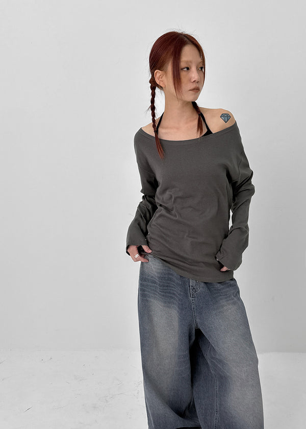 Jegle Basic Loose Fit Long Sleeve T-shirt