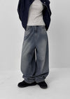 Long Show Wide Semi-balloon Denim Pants
