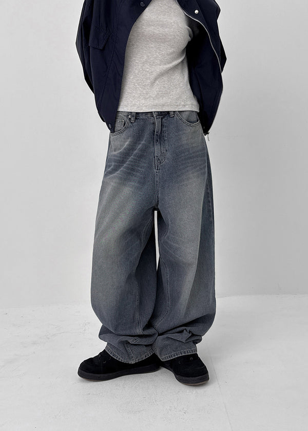 Long Show Wide Semi-balloon Denim Pants