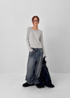 Long Show Wide Semi-balloon Denim Pants