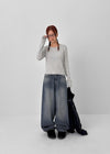 Long Show Wide Semi-balloon Denim Pants