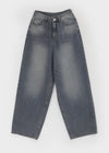 Long Show Wide Semi-balloon Denim Pants