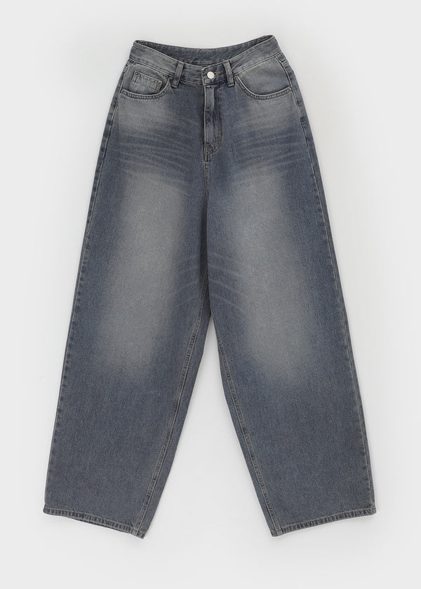 Long Show Wide Semi-balloon Denim Pants