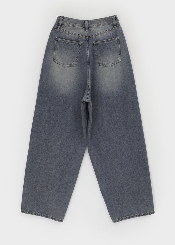 Long Show Wide Semi-balloon Denim Pants