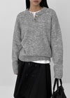 Cowl-lun Button Wool Loose-fit Knit