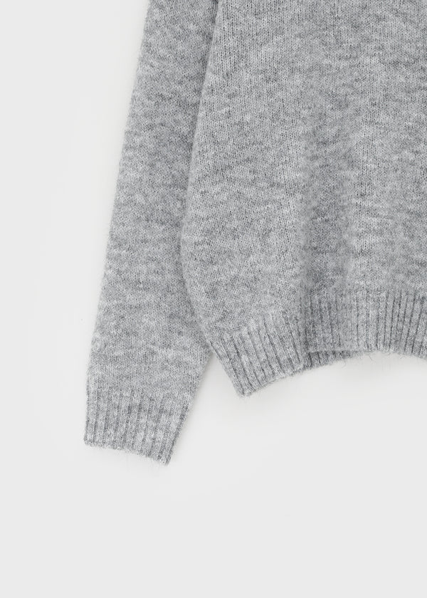 Cowl-lun Button Wool Loose-fit Knit