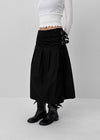 Monqua Buckle Wrap Pleated Midi Skirt