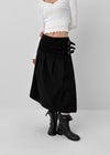 Monqua Buckle Wrap Pleated Midi Skirt