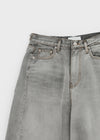 Wide Denim Pants With A Slit Pocket And A Cotton Wash