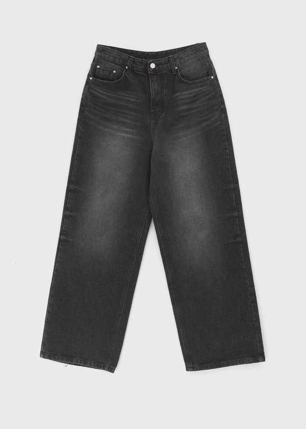 Thick Washed Wide Denim Pants