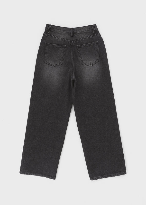 Thick Washed Wide Denim Pants