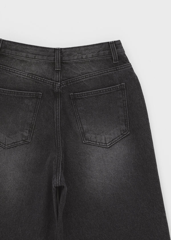 Thick Washed Wide Denim Pants