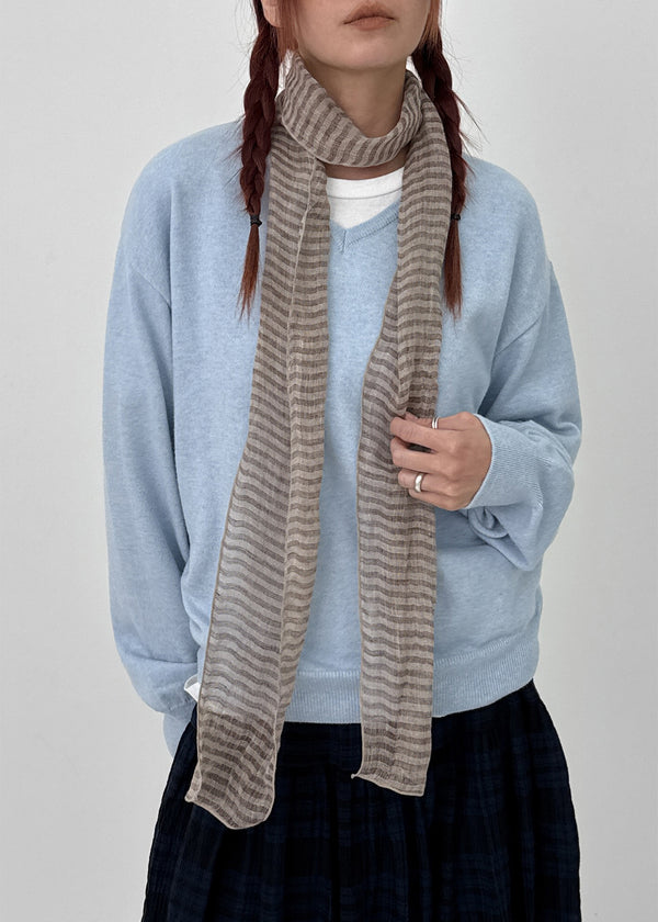 Roruto Striped Scarf (100% Linen)
