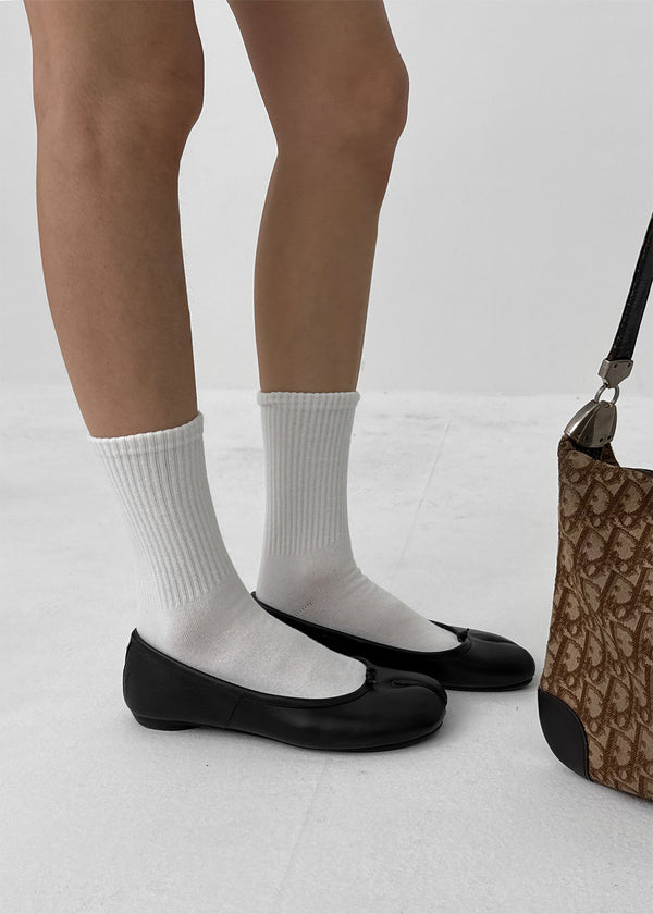 Ribbed Cotton-Spandex Crew Socks