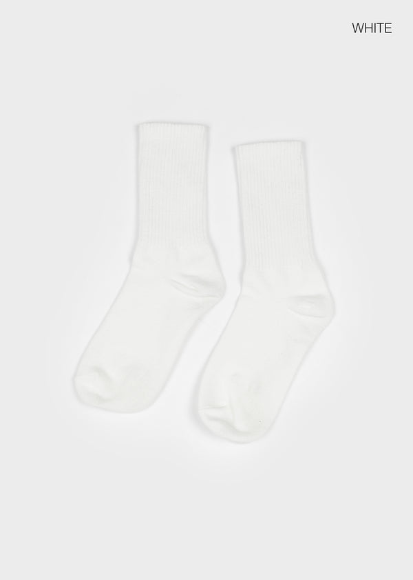 Ribbed Cotton-Spandex Crew Socks