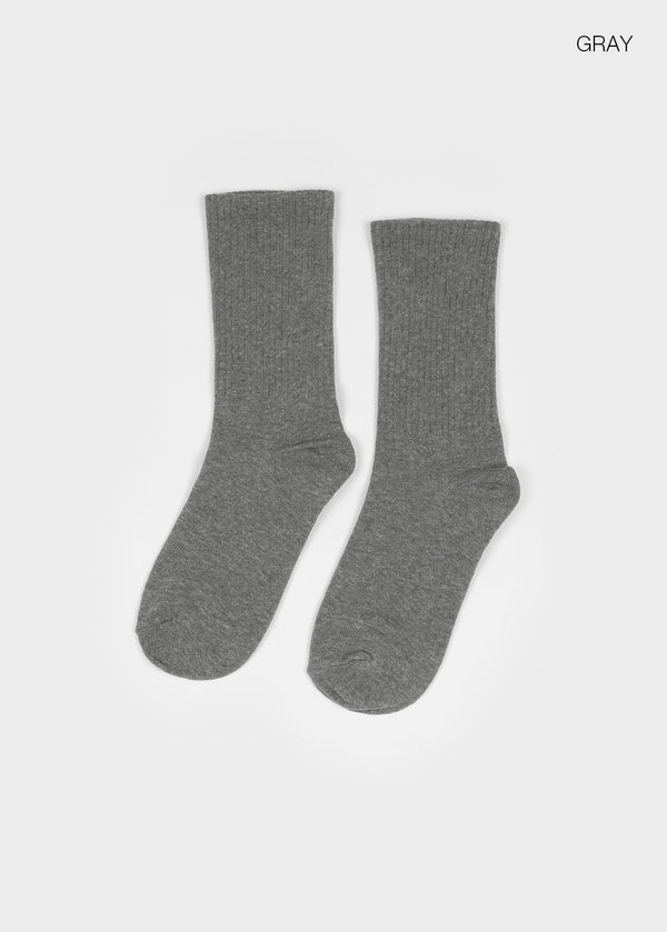 Ribbed Cotton-Spandex Crew Socks