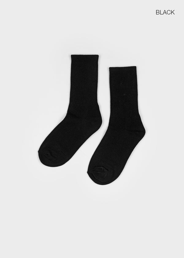 Ribbed Cotton-Spandex Crew Socks