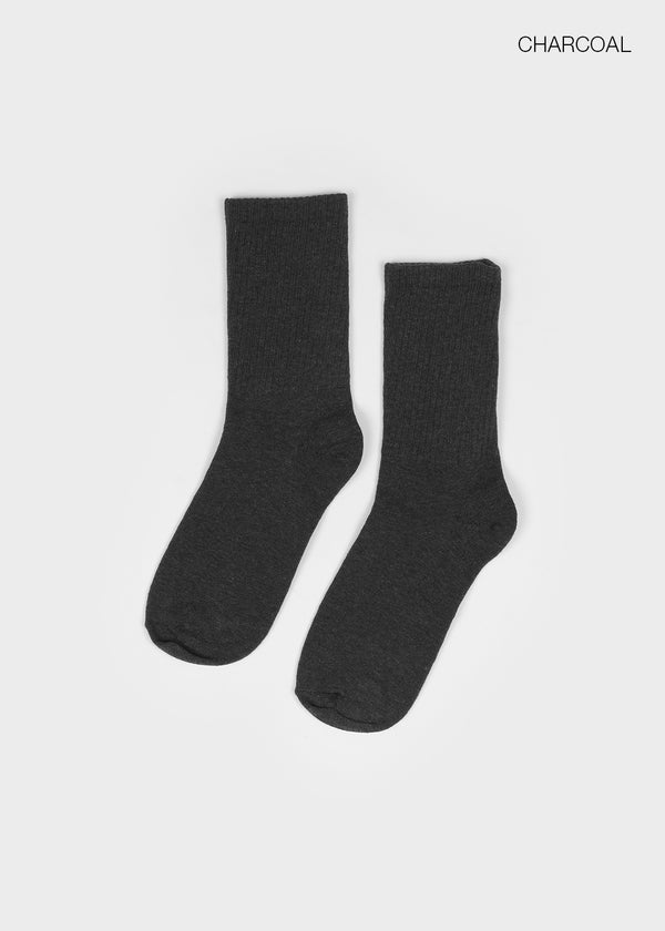 Ribbed Cotton-Spandex Crew Socks