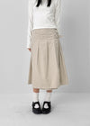 Monqua Buckle Wrap Pleated Midi Skirt
