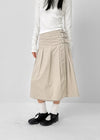 Monqua Buckle Wrap Pleated Midi Skirt