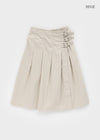 Monqua Buckle Wrap Pleated Midi Skirt