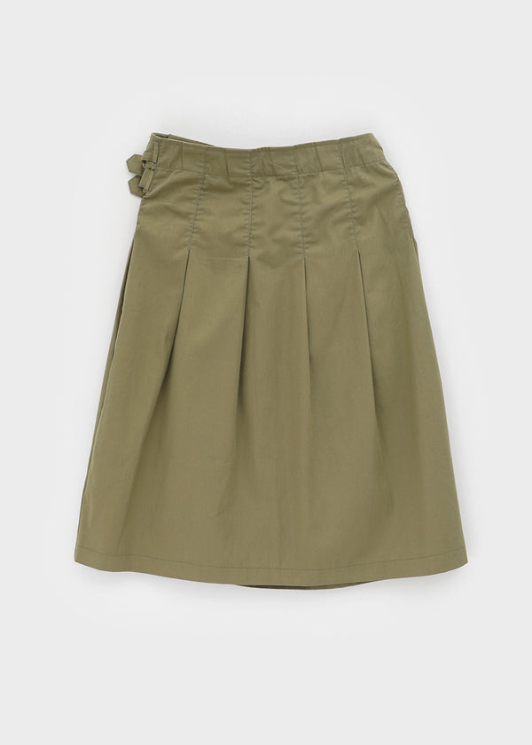Monqua Buckle Wrap Pleated Midi Skirt