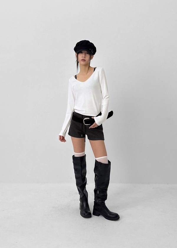 Firrell Snap Button Waffle Long Sleeve T-shirt