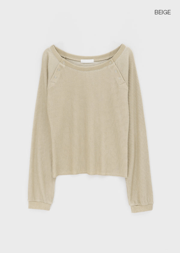 Firrell Snap Button Waffle Long Sleeve T-shirt