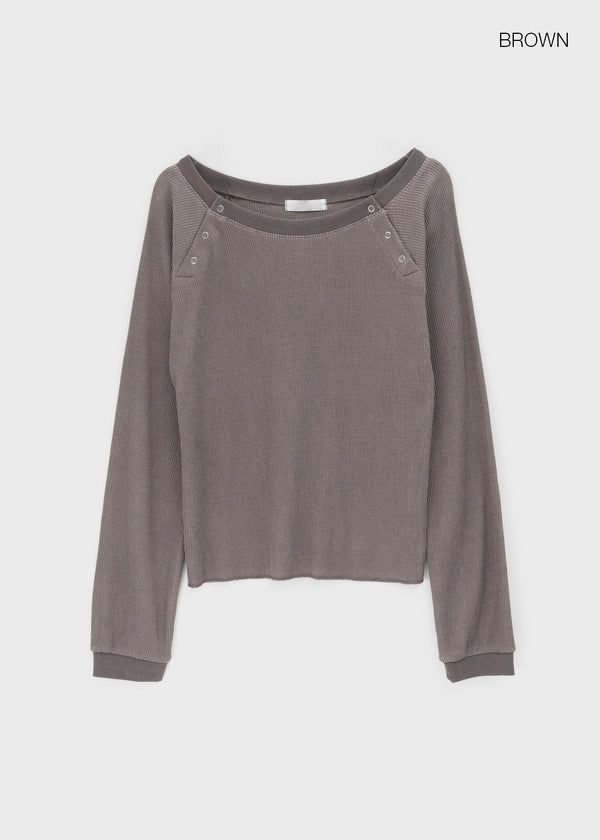 Firrell Snap Button Waffle Long Sleeve T-shirt