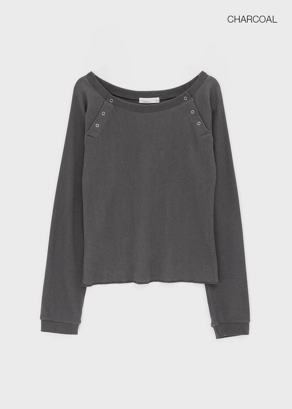 Firrell Snap Button Waffle Long Sleeve T-shirt