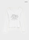 Runong Slit Slim Lettering Long Sleeve T-shirt