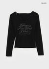 Runong Slit Slim Lettering Long Sleeve T-shirt