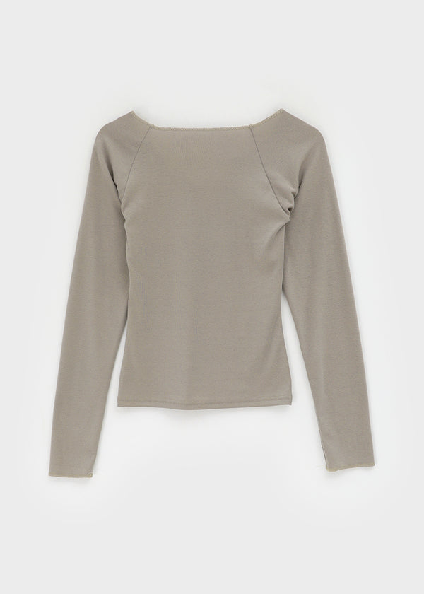 Runong Slit Slim Lettering Long Sleeve T-shirt