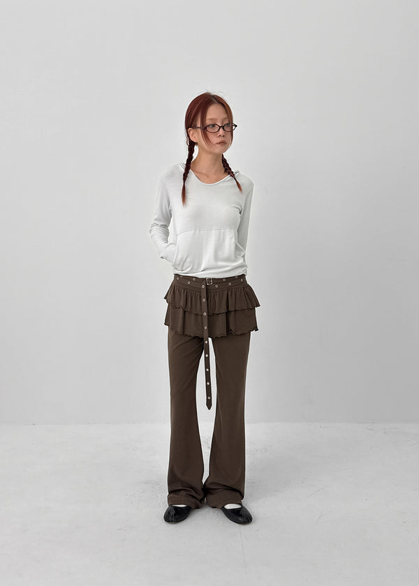 Ppoia U-Neck Long Sleeve Hoodie