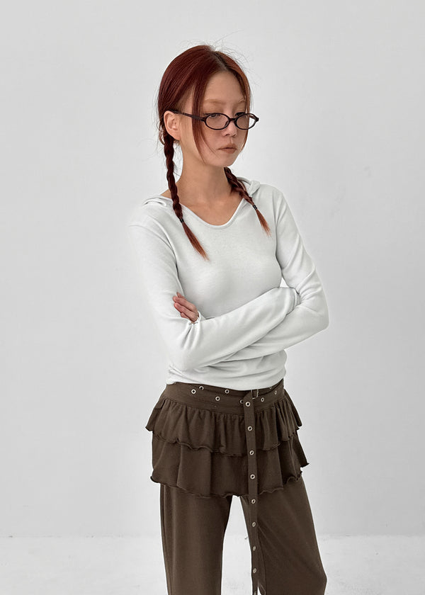 Ppoia U-Neck Long Sleeve Hoodie