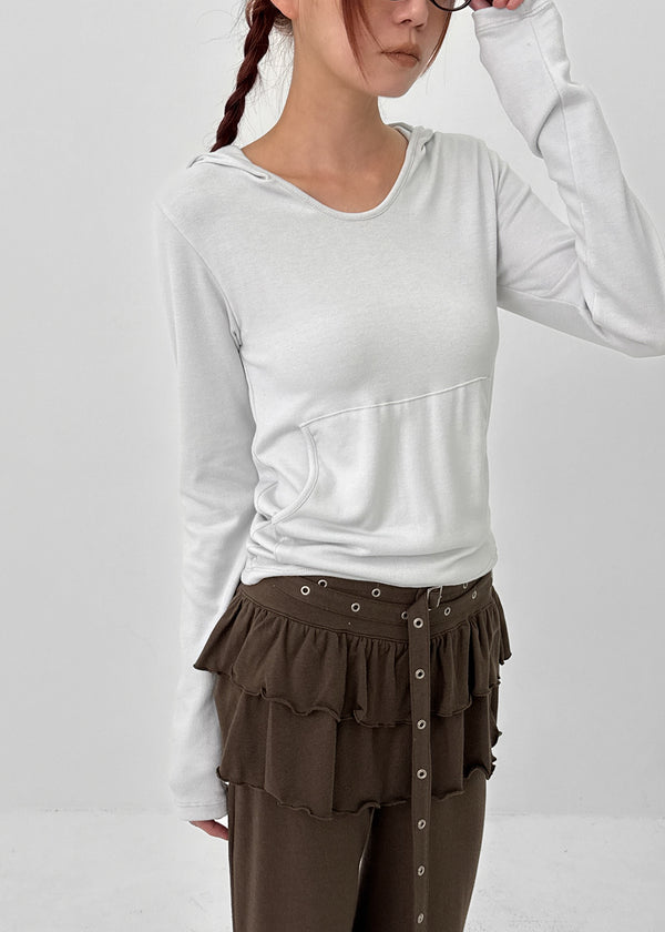 Ppoia U-Neck Long Sleeve Hoodie