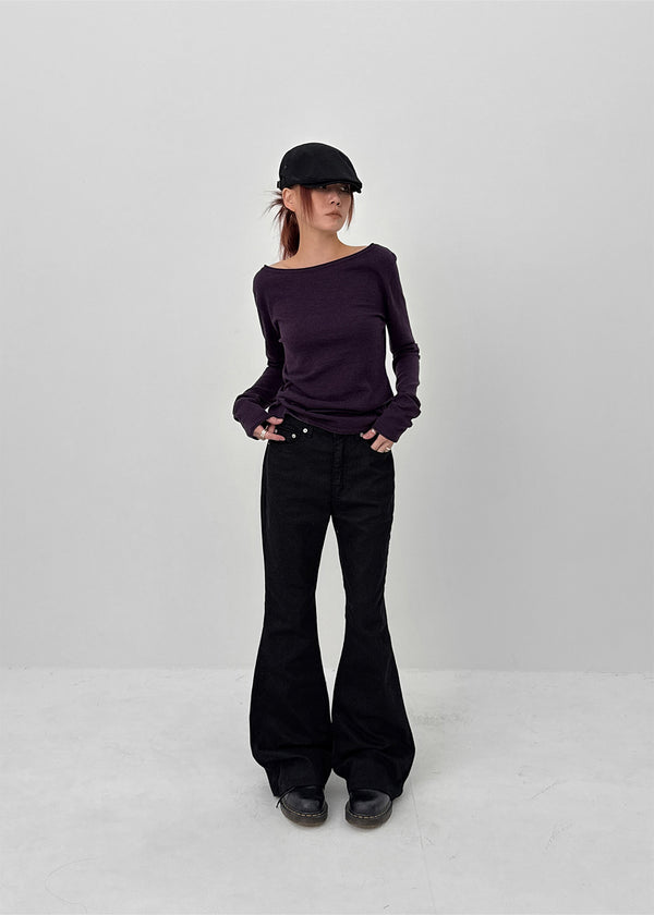 Klung Back Pocket Bootcut Cotton Pants