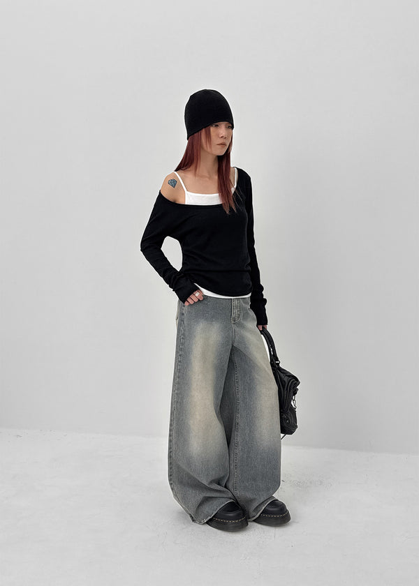 Oladi Washed Wide Bootcut Denim Pants