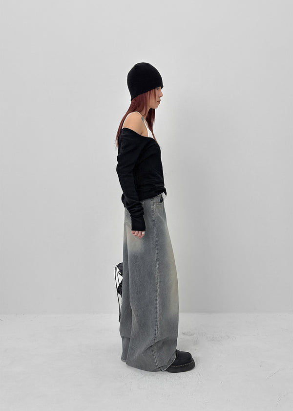 Oladi Washed Wide Bootcut Denim Pants