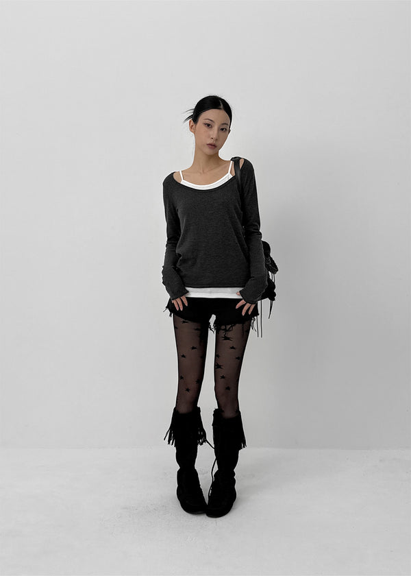 Kva Low-waist Cutting Cotton Shorts