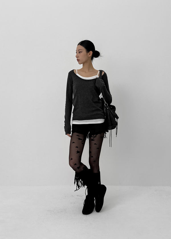 Kva Low-waist Cutting Cotton Shorts