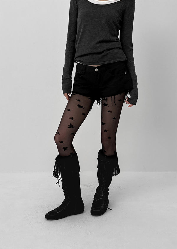 Kva Low-waist Cutting Cotton Shorts