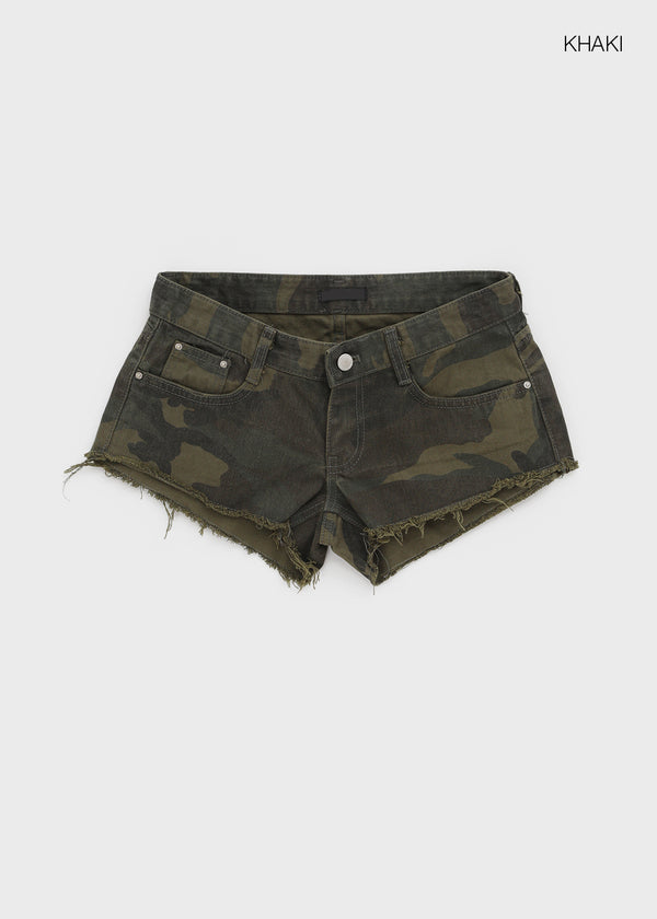 Kva Low-waist Cutting Cotton Shorts