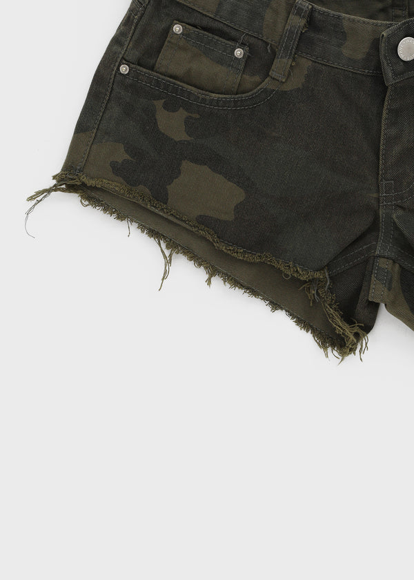 Kva Low-waist Cutting Cotton Shorts