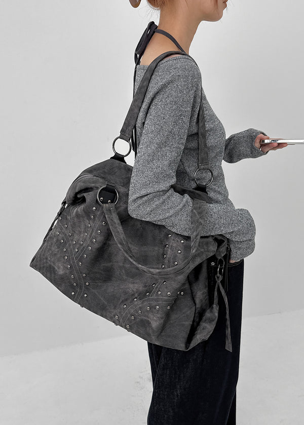 Beekman Studded Vintage Leather Shoulder Bag