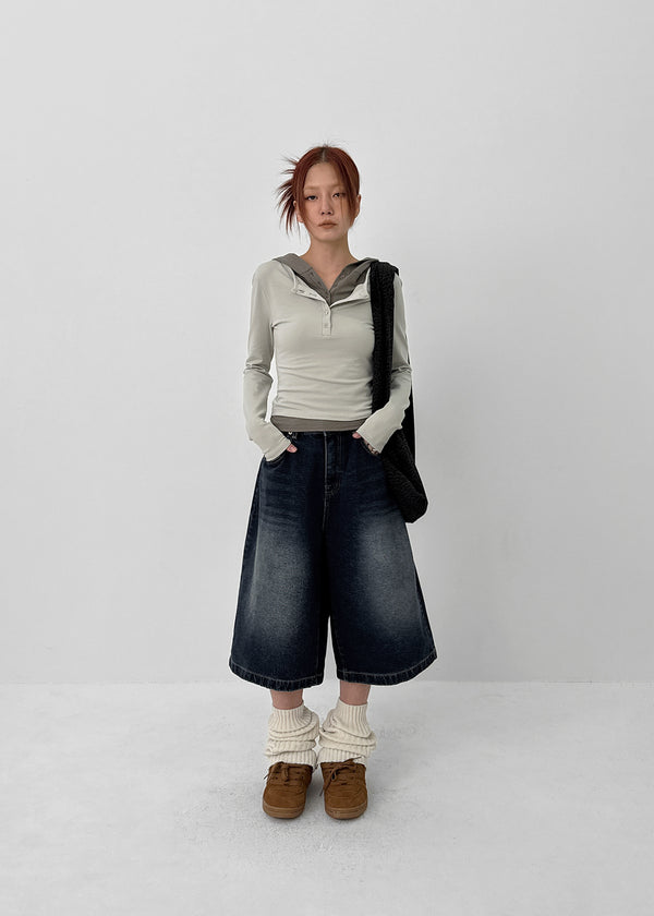 Deanjoy Washed Bermuda Denim Pants