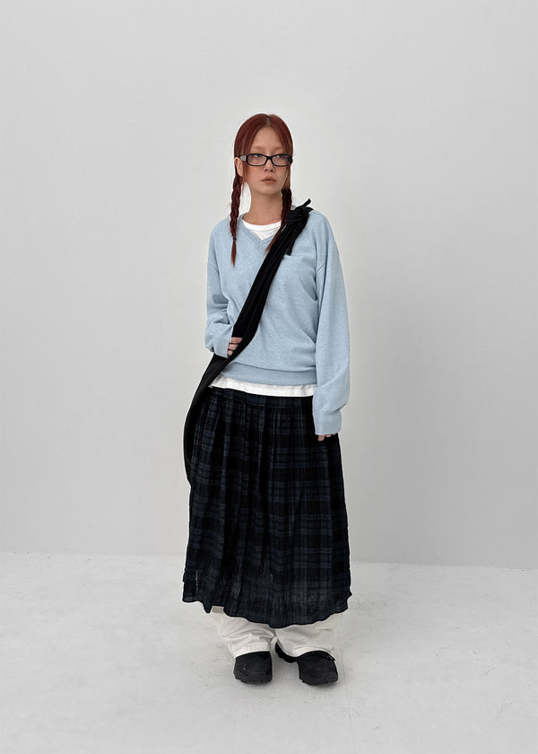 Enmic Banding Check Midi Skirt