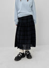 Enmic Banding Check Midi Skirt