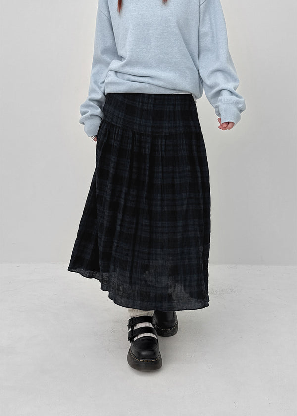 Enmic Banding Check Midi Skirt